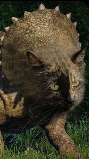 ai character: cat dinosaur  background