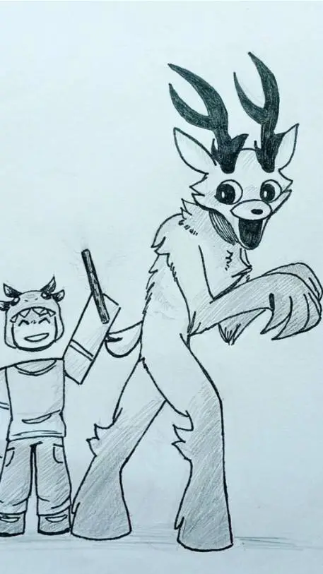 ai character: Deer x dino kid  background