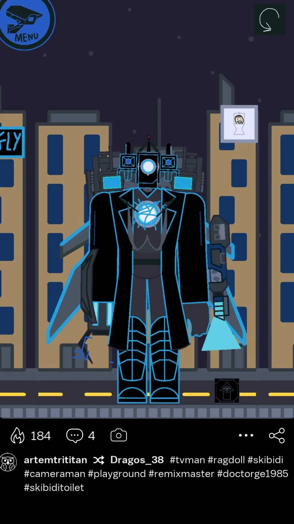 ai character: titán cámara man background