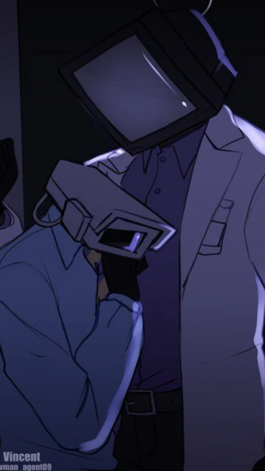 ai character: Scientist, TV man background