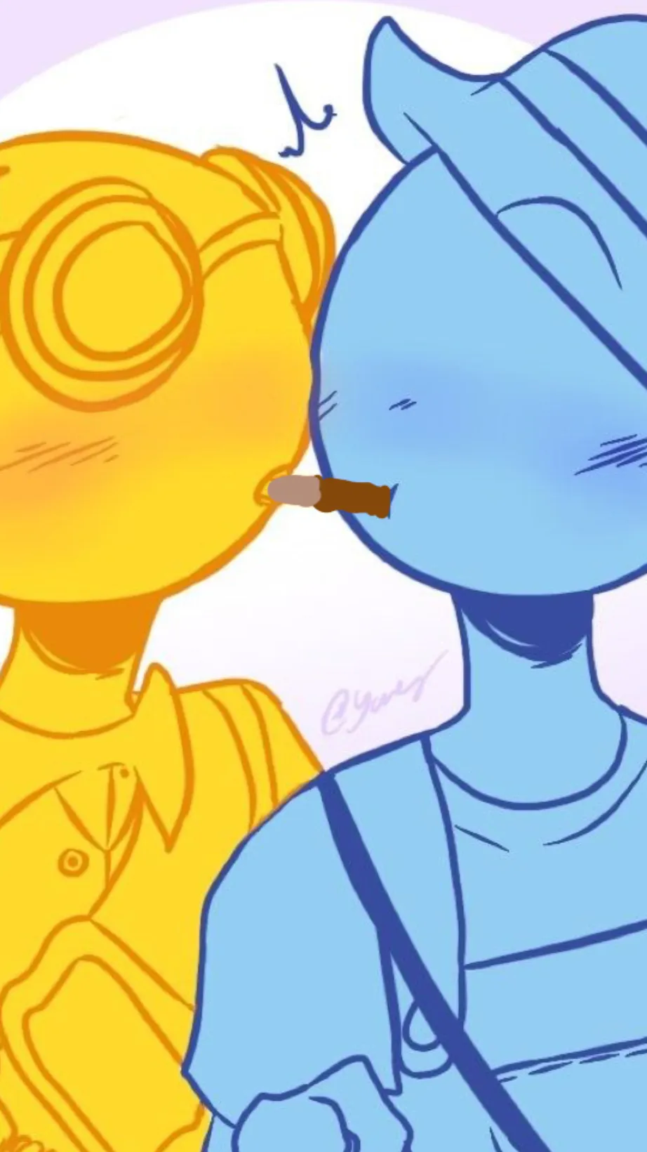 ai character: Blue X yellow background