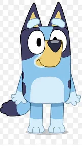 ai character: bluey smile Evil:❤ background