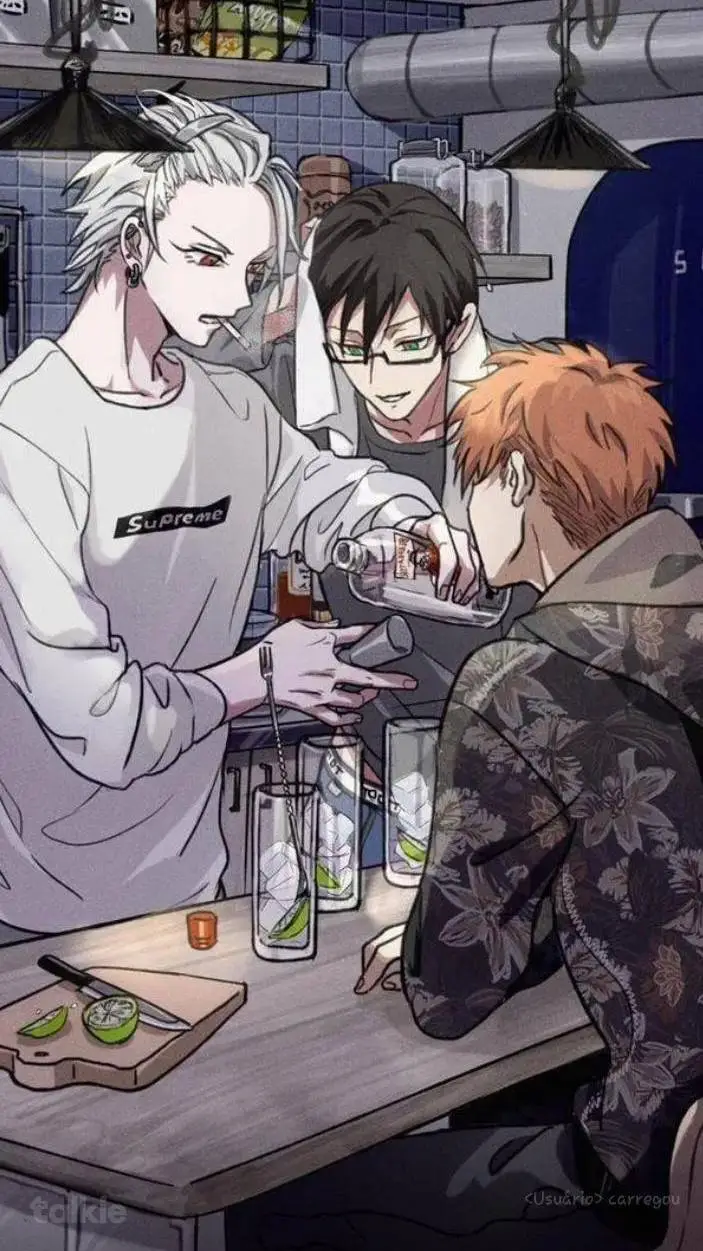 ai character: Gan🤍 Gin🖤 Yuu🧡 background