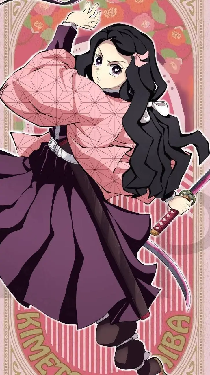 ai character: nezuko y tokito  background