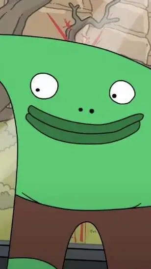 ai character: Mr frog  background