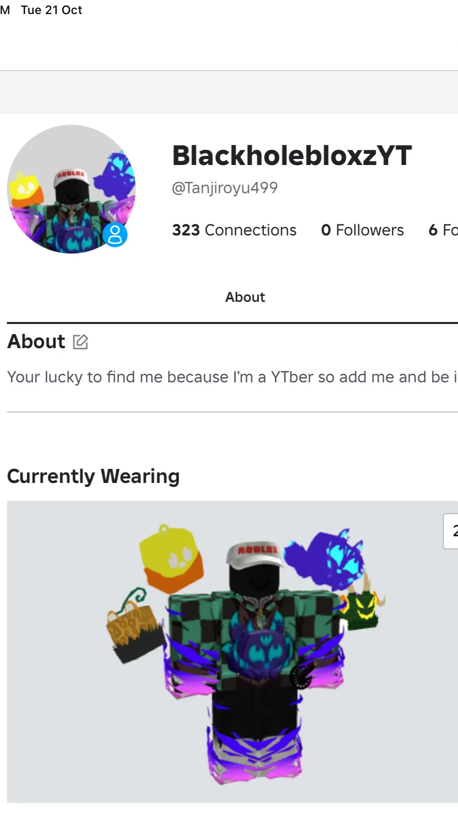 ai character: Blackholebloxz  background