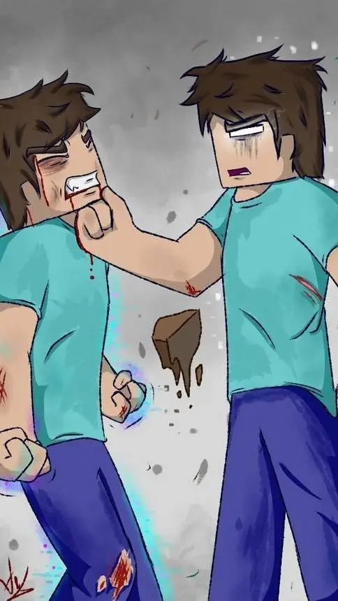 ai character: Herobrine x Steve background