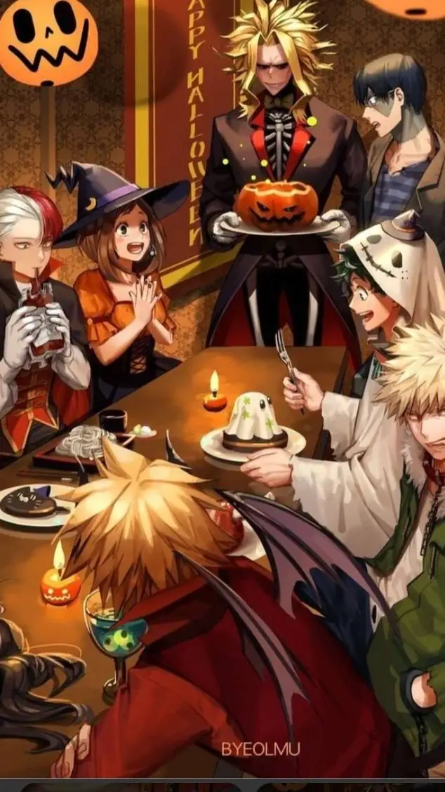 ai character: mha halloween  background