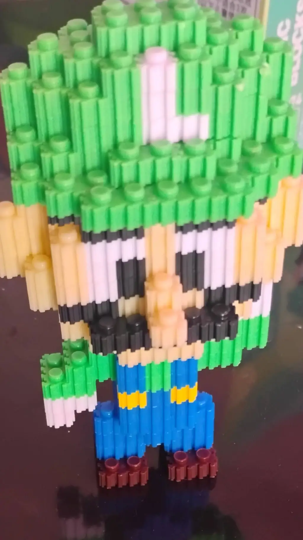 ai character: Luigi lego  background
