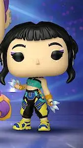 ai character: ZOEY AS A FUNKO!?! background