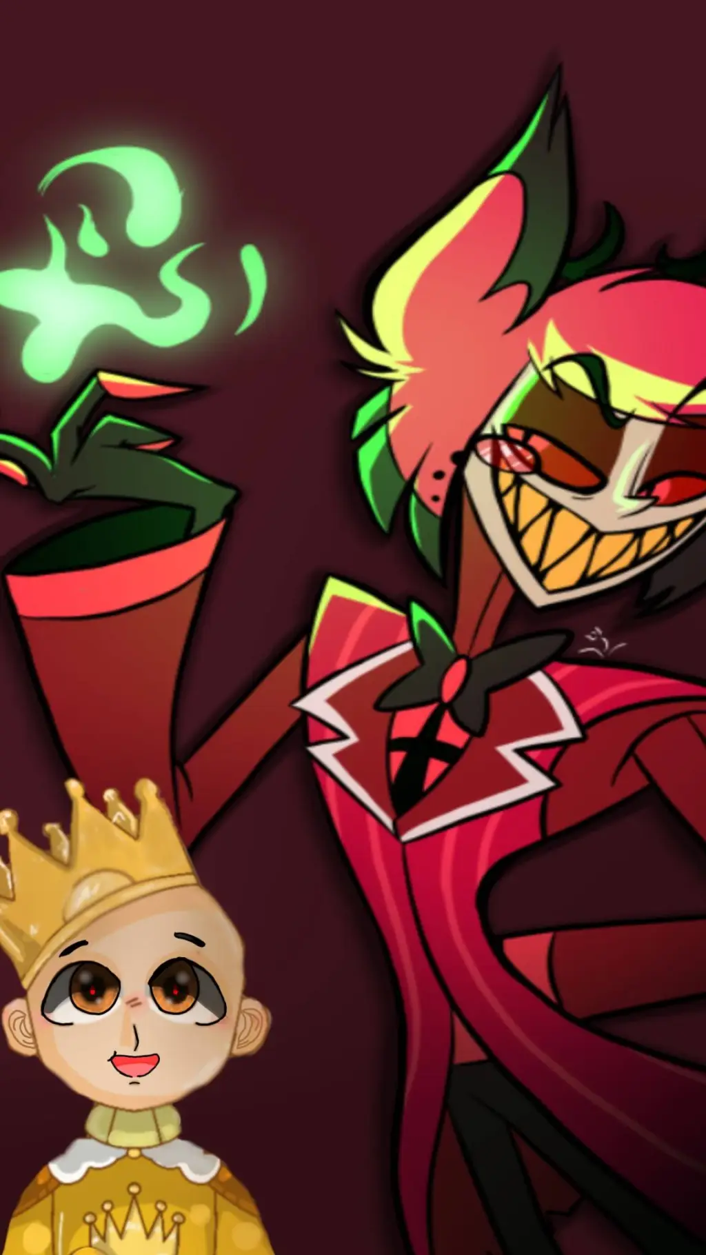 ai character: Hazbin x the baby  background