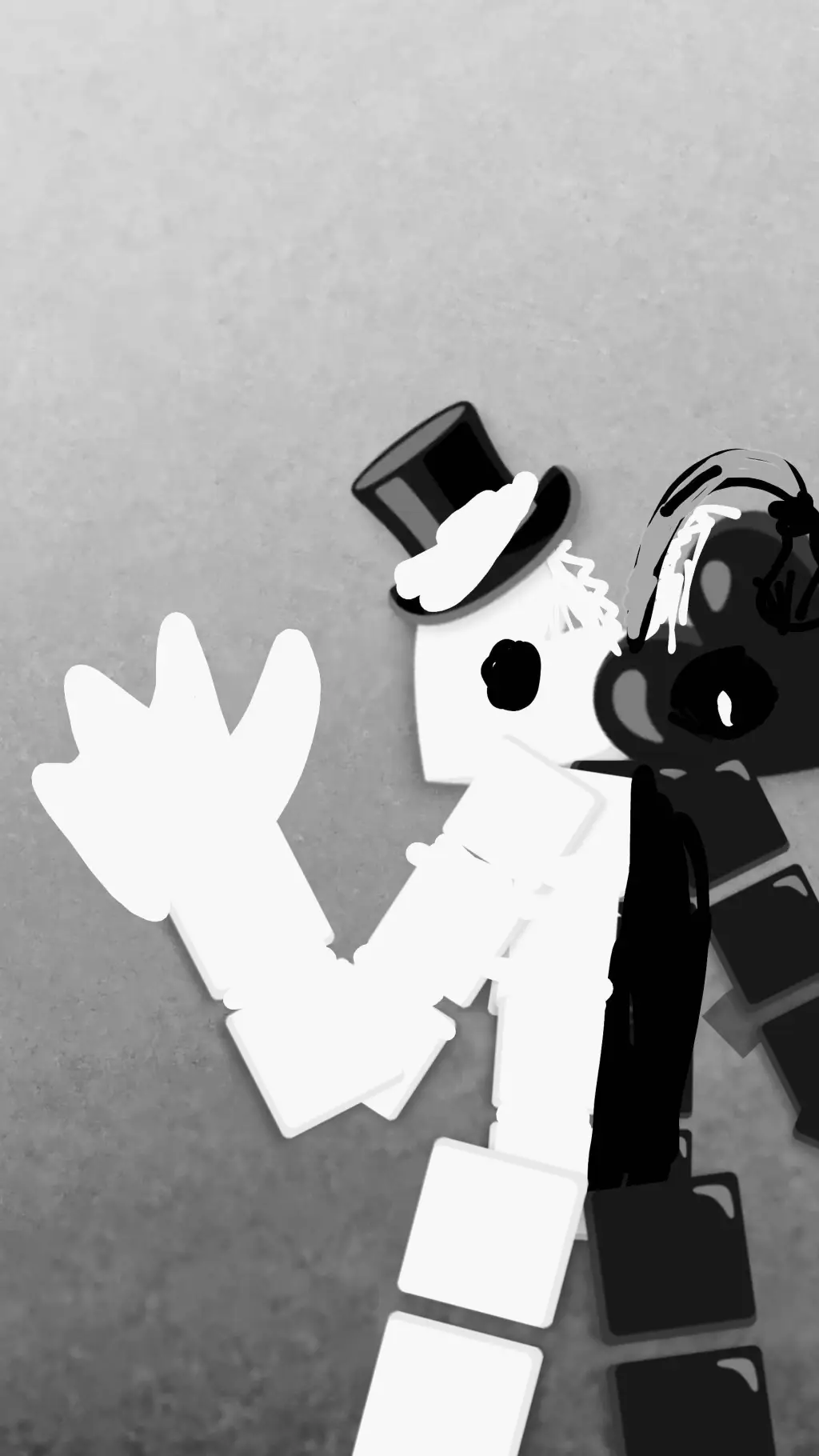 ai character: black and white background