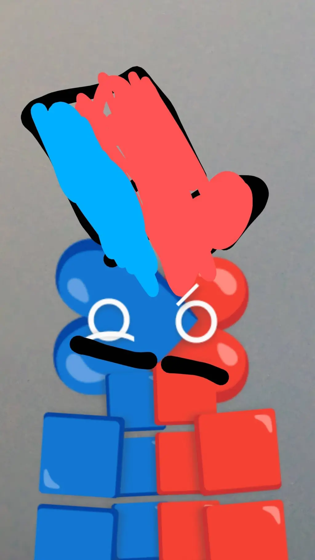 ai character: red and blue background