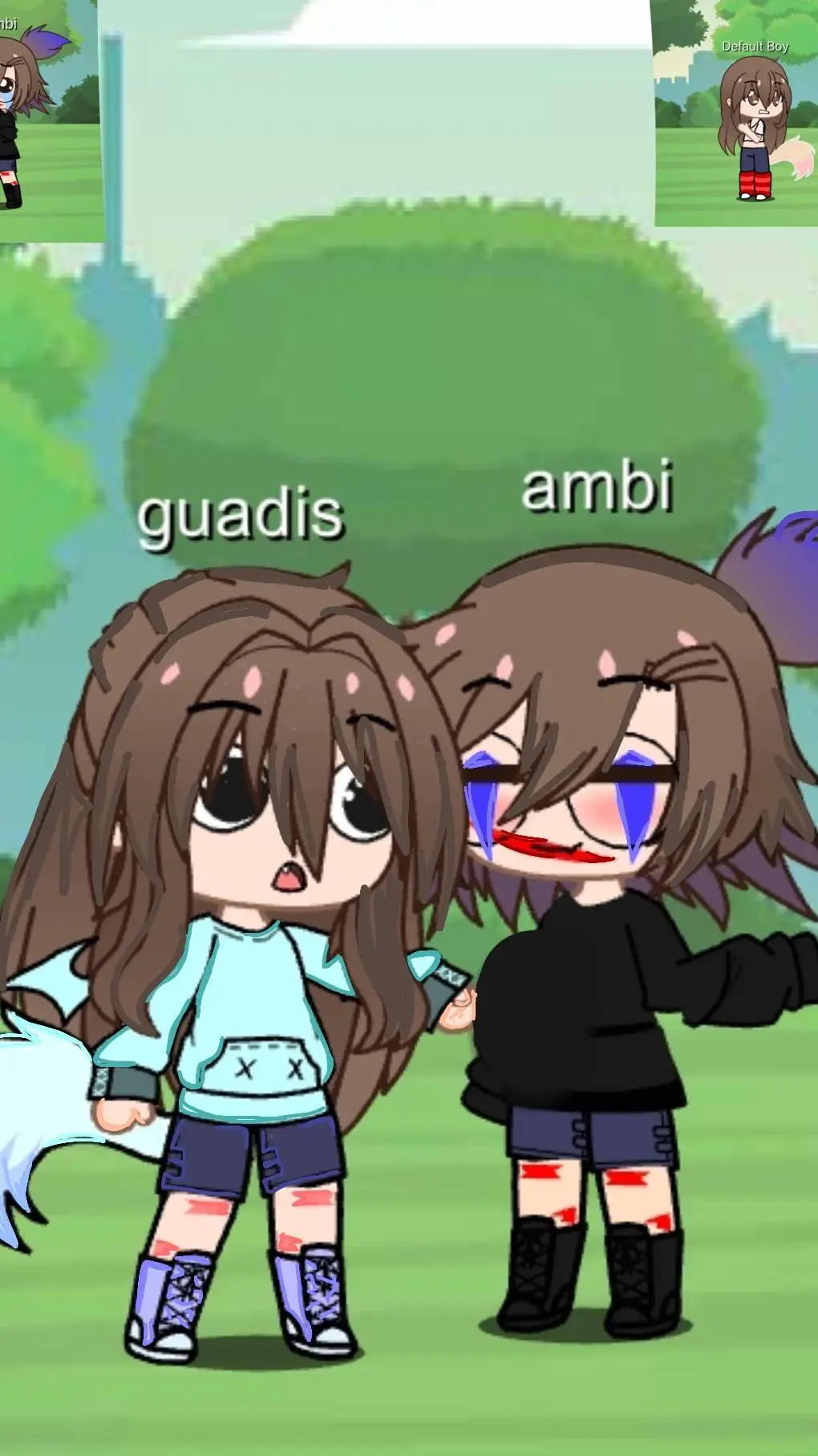 ai character: fefe y Gusgus  background