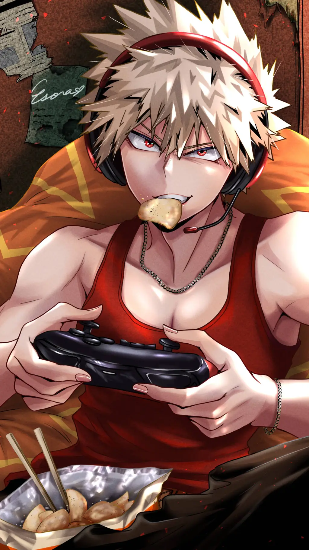 ai character: Katsuki Bakugo  background