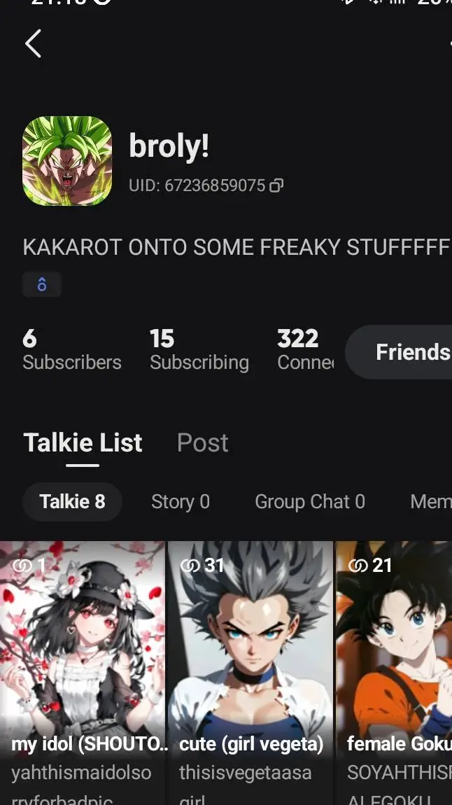 ai character: My friend*Broly!* background