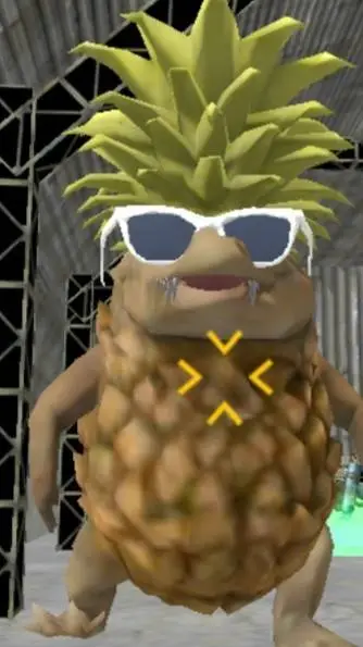 ai character: crocodil pineapple background