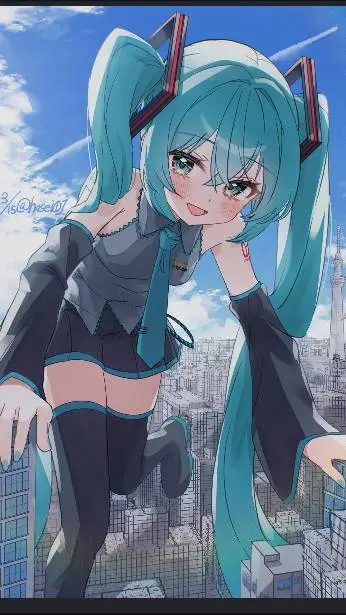 ai character: Miku grande  background