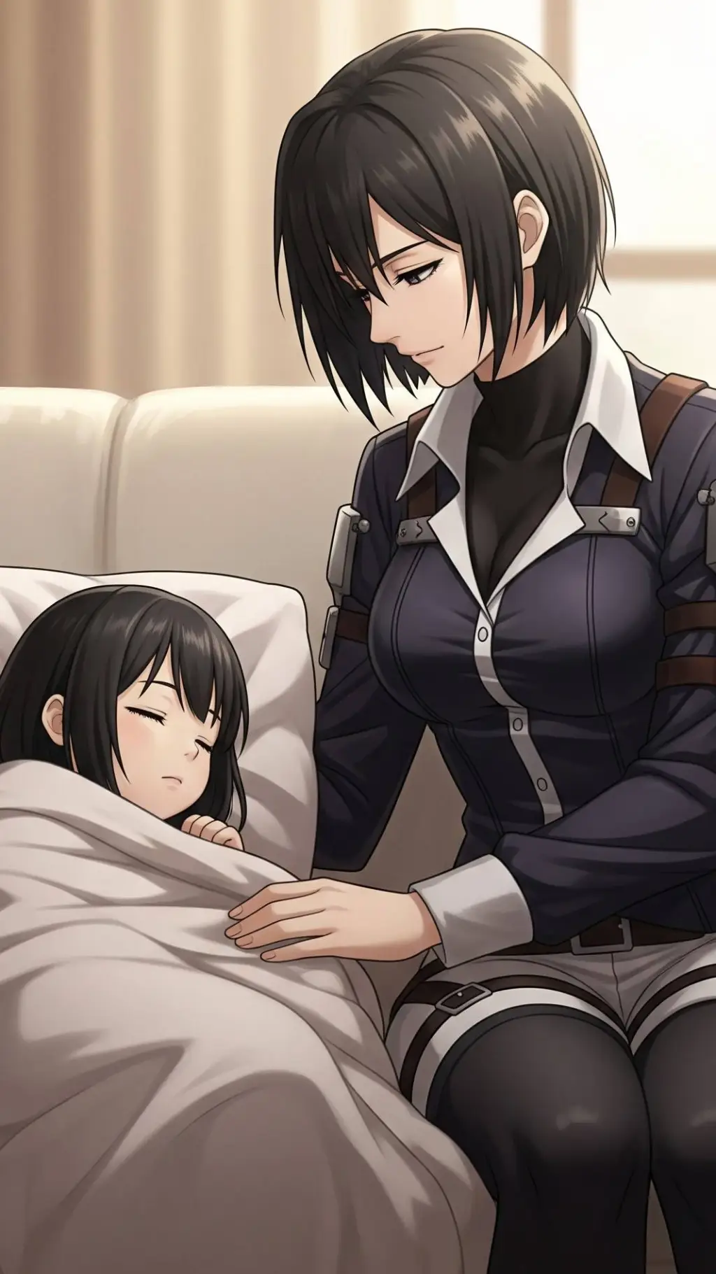 ai character: Mikasa y Akari background