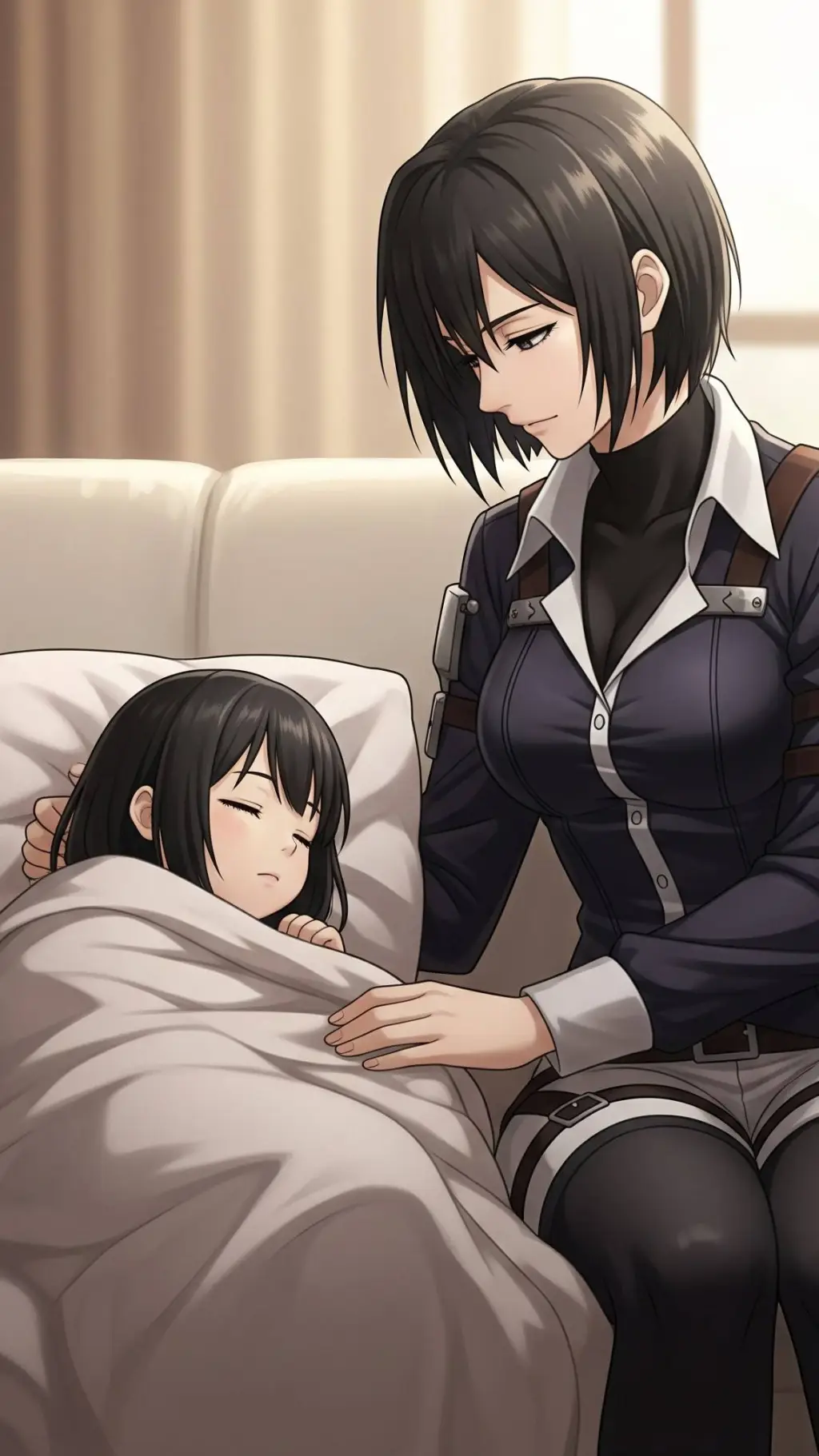 ai character: Mikasa y Akari background
