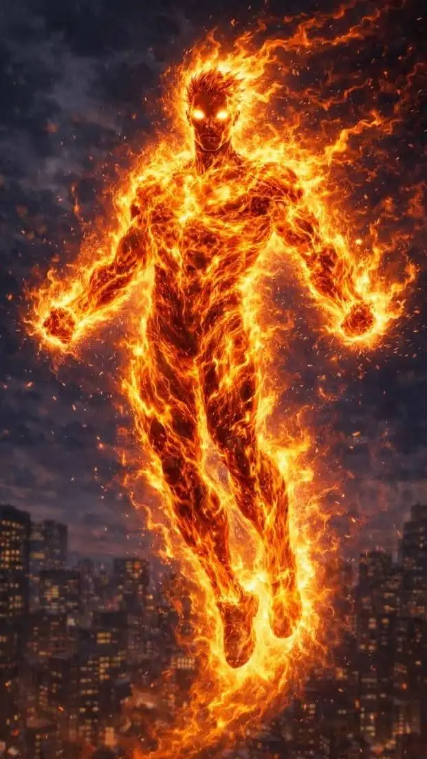 ai character: HUMAN TORCH background
