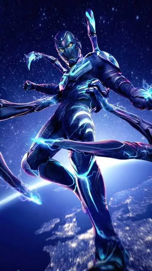 ai character: BLUE BEETLE background