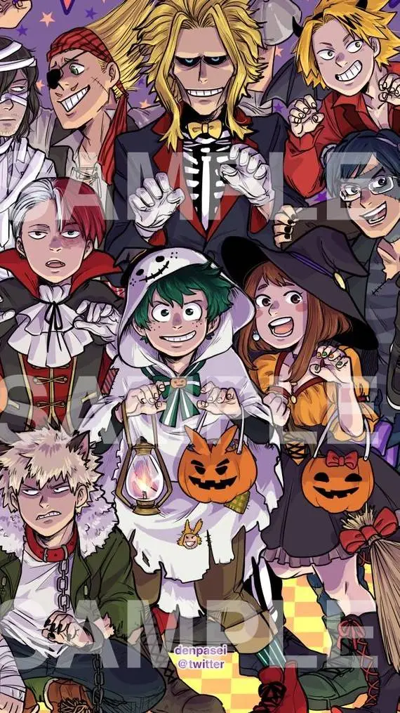 ai character: MHA Halloween background