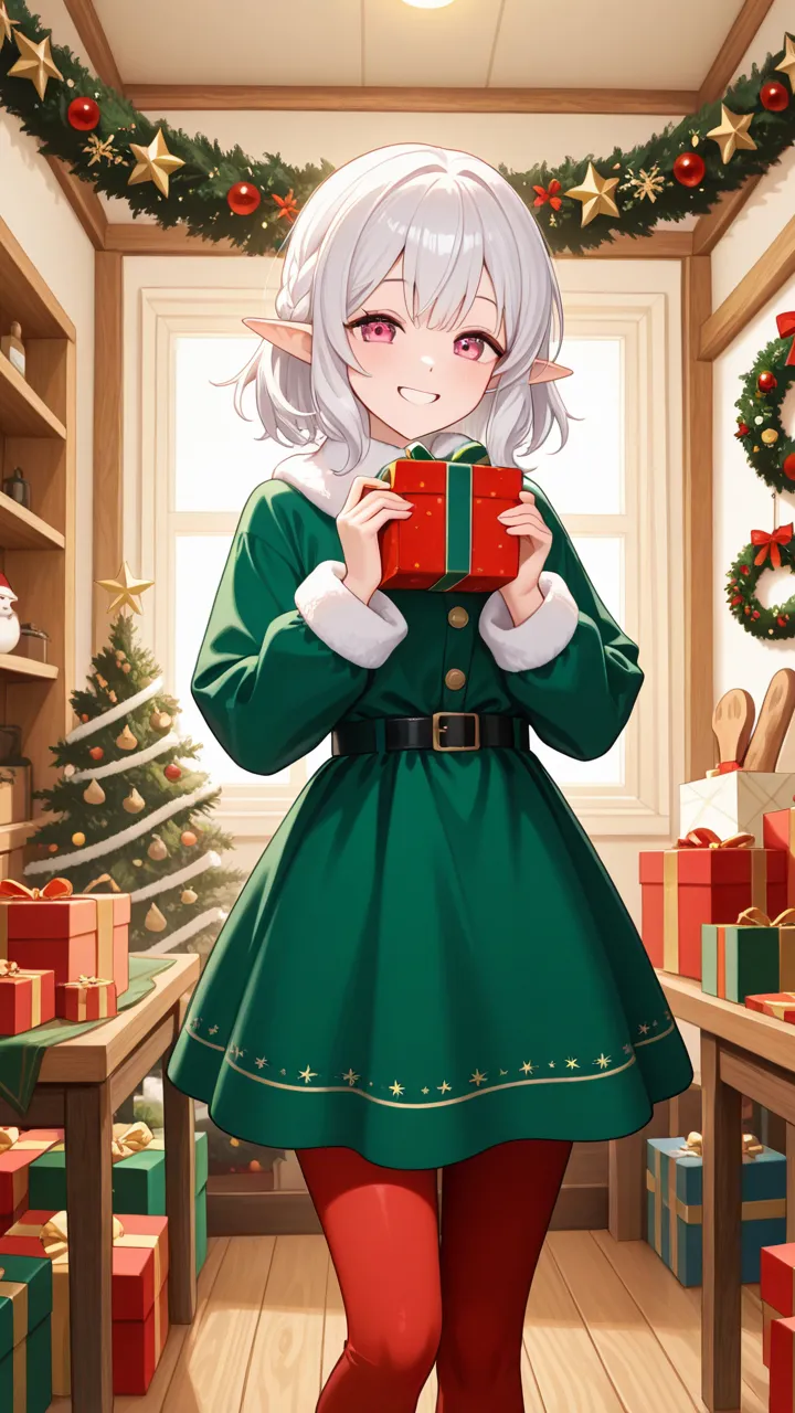 ai character: Xmas elf girl tftg background