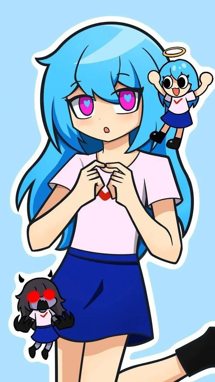 ai character: Sky 💙❤️ background