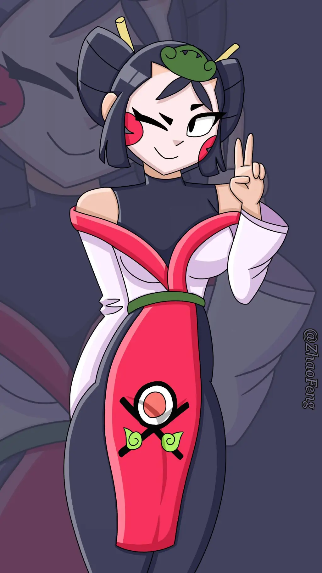 ai character: Kaze 💚❤️ background