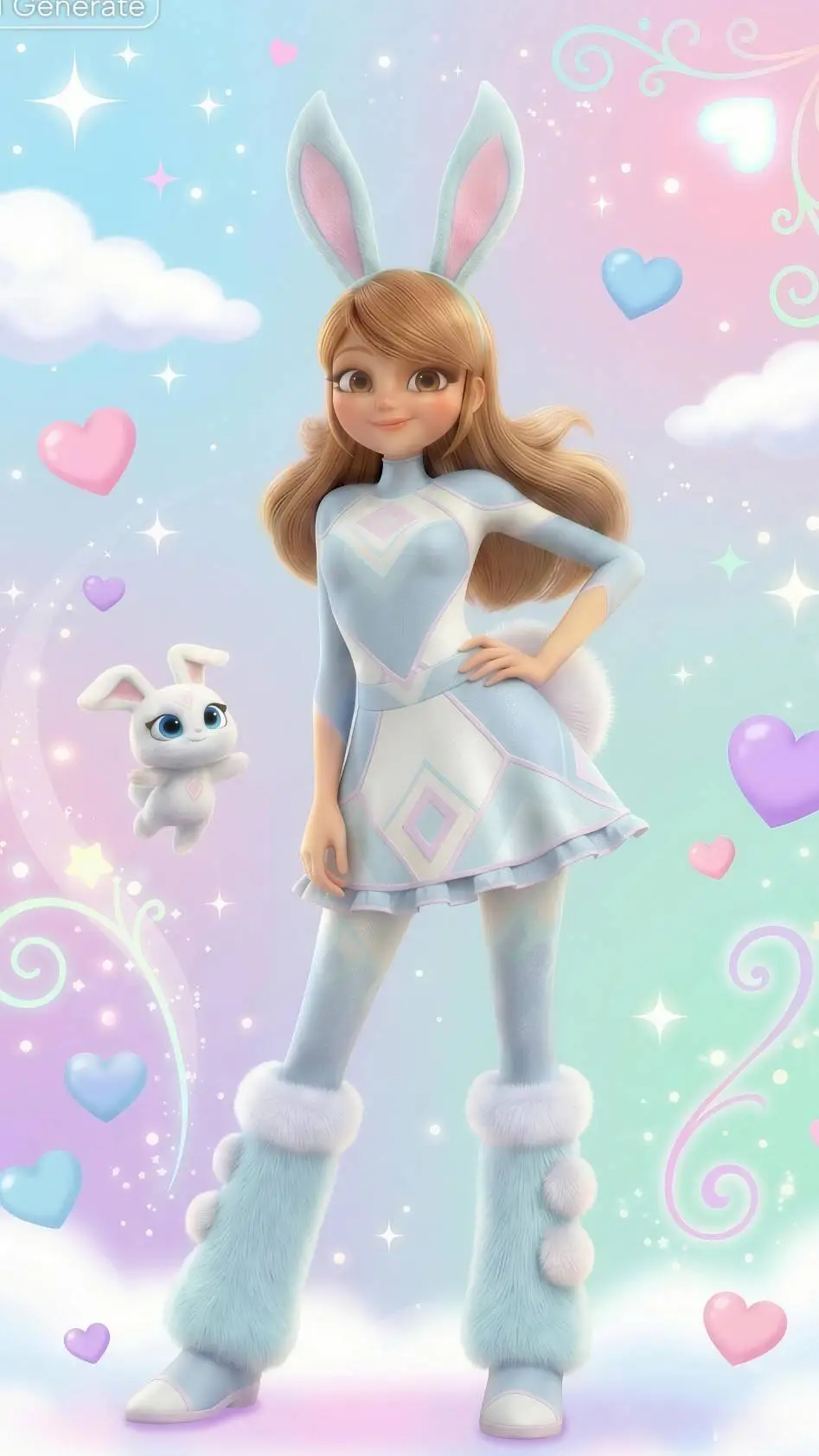 ai character: Bunny Emma 🐰💙 background