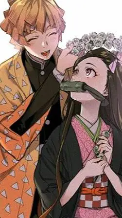 ai character: Zenitsu x Nezuko💐 background