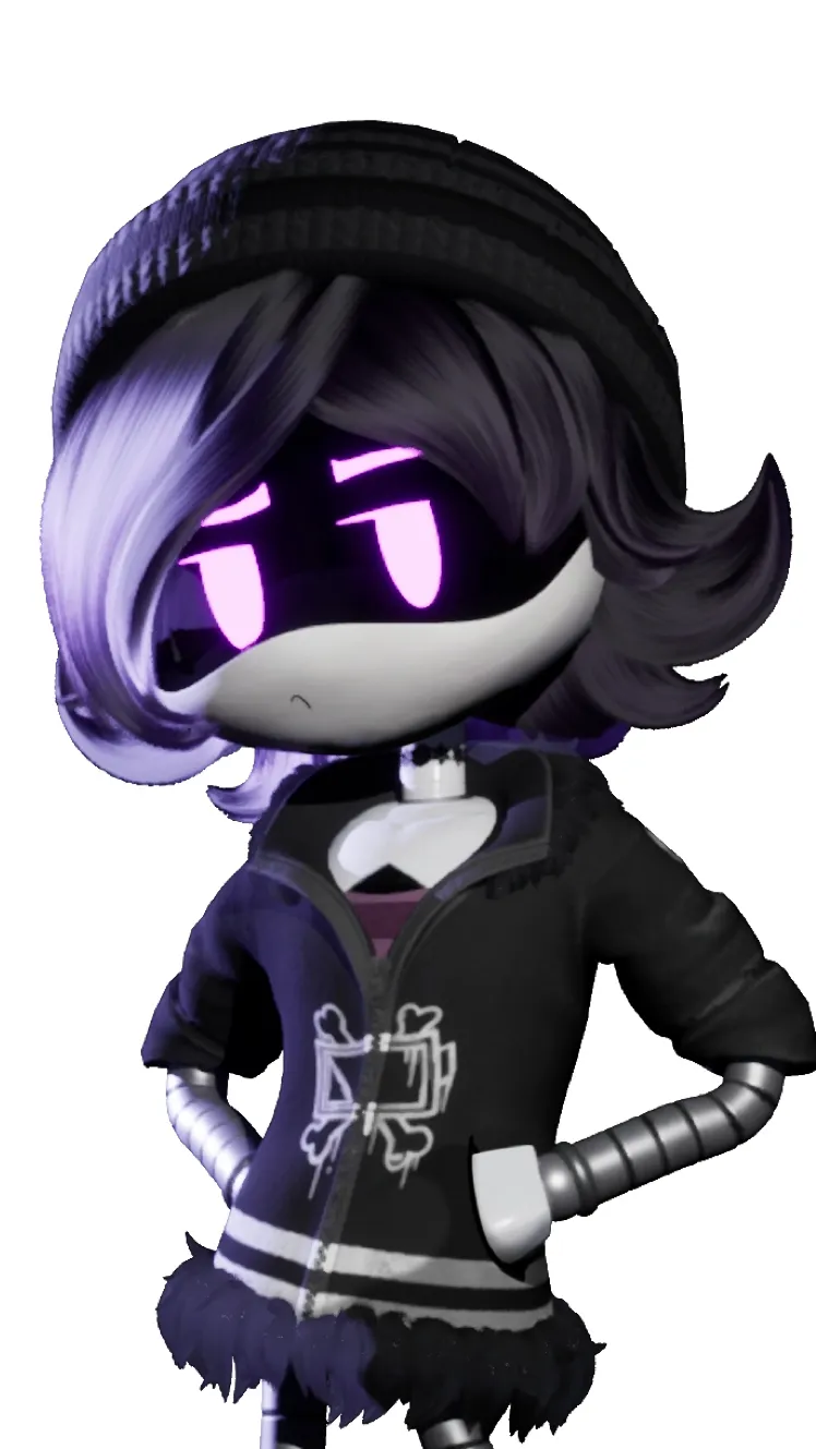 ai character: Uzi from md🤖💜 background