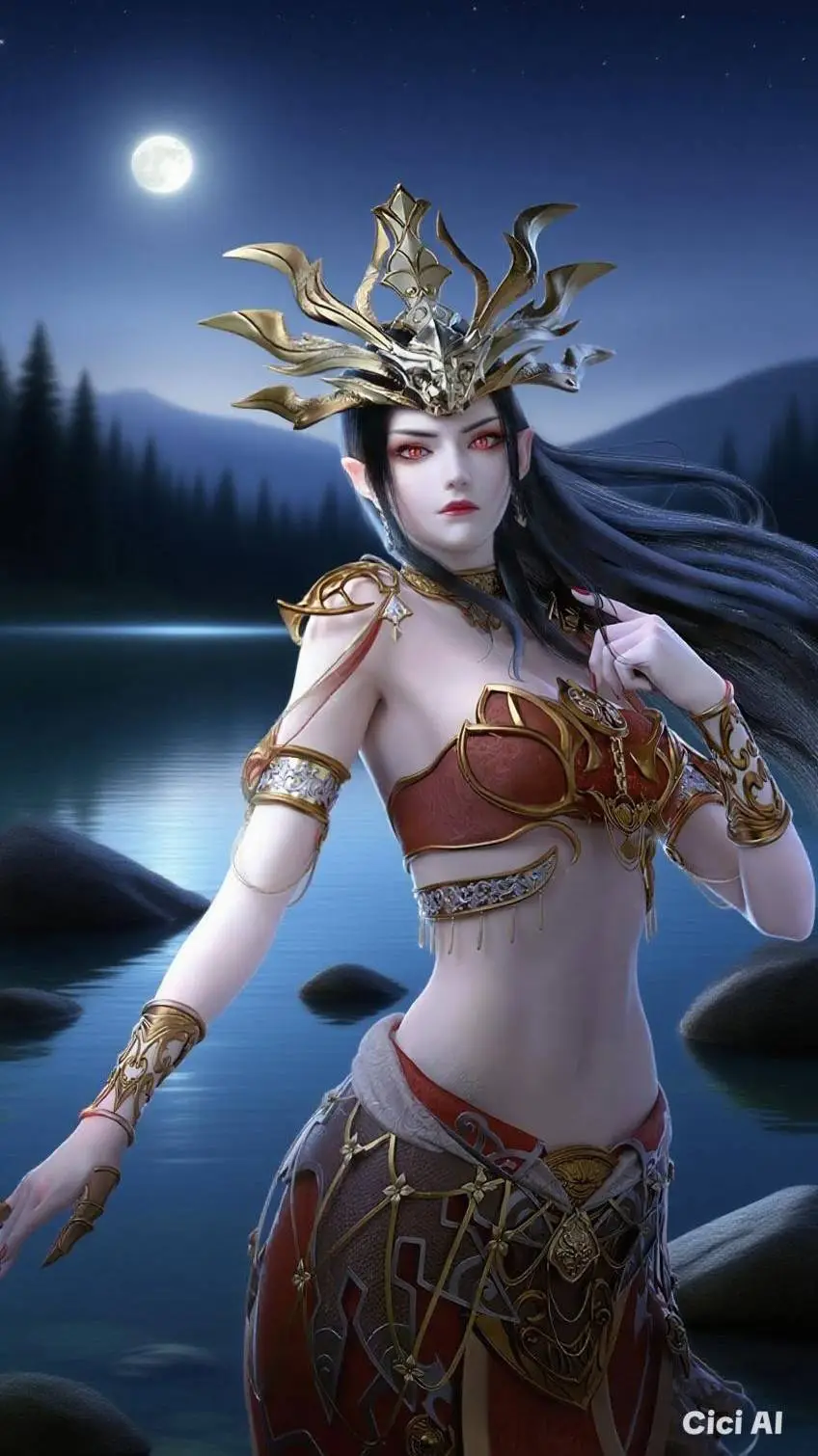 ai character: rainha MEDUSA background