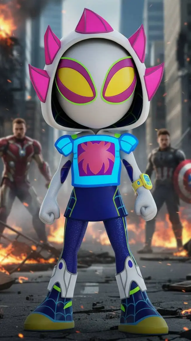 ai character: Iron Ghost Spider background