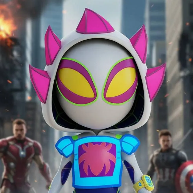 chat with ai character: Iron Ghost Spider