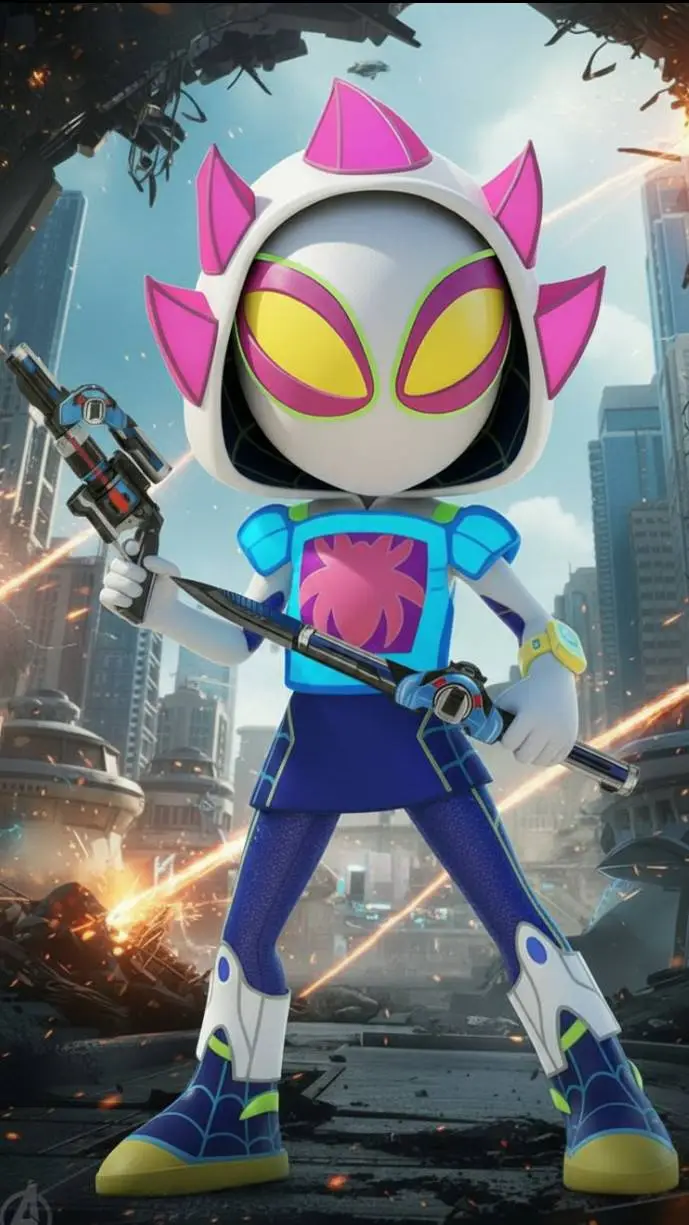 ai character: Iron Ghost Spider background