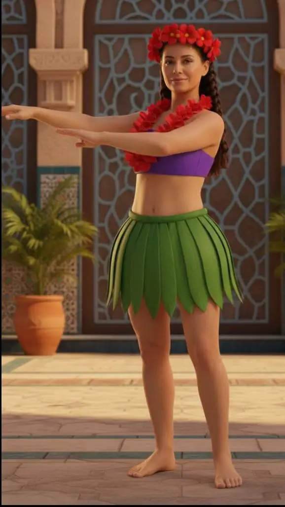 ai character: Hula Wonder Red background