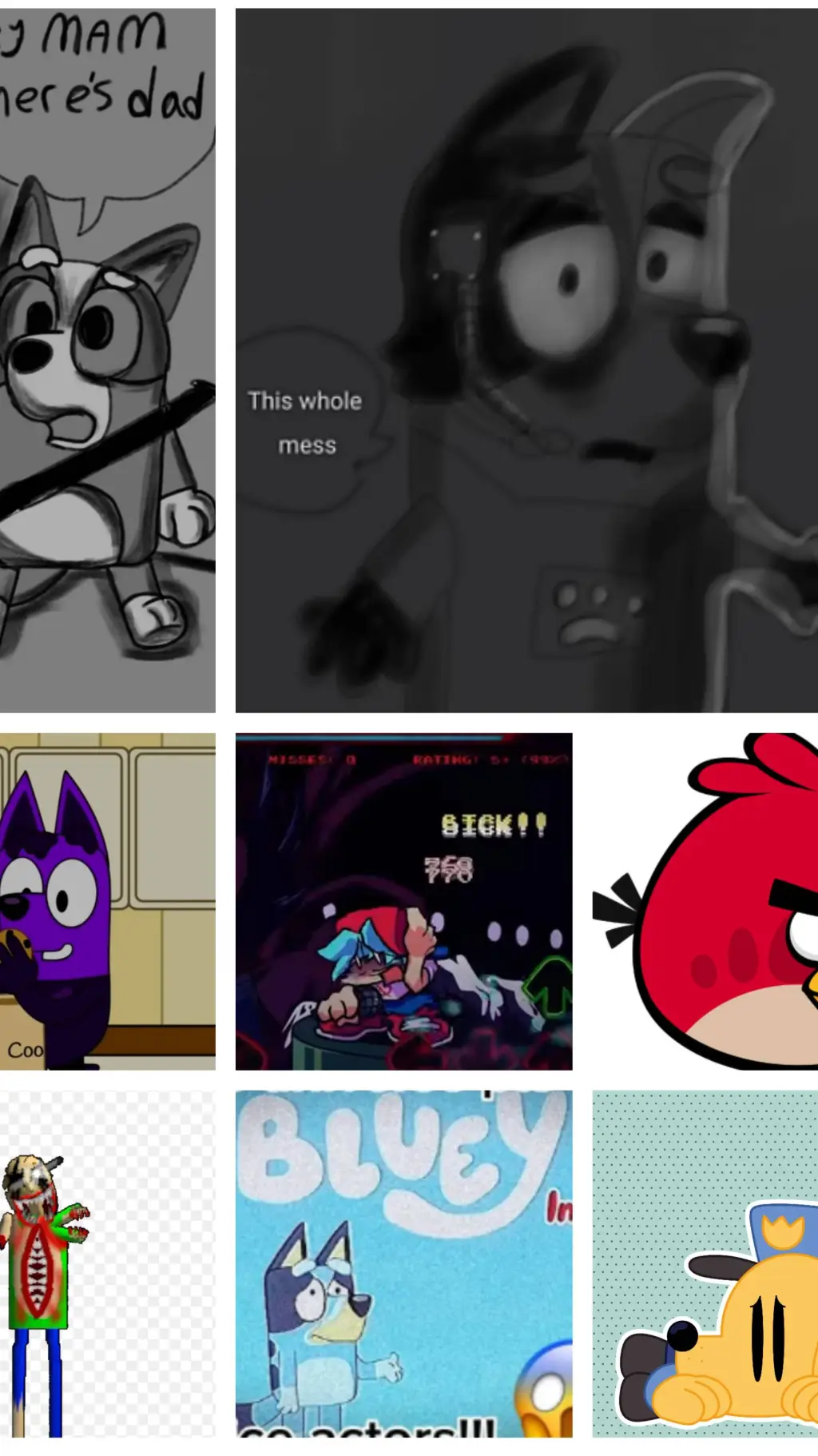 ai character: bluey Scary Horror background