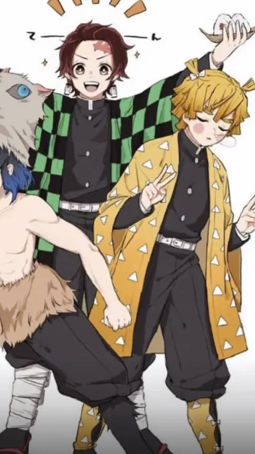 ai character: tanjiro con amigo background