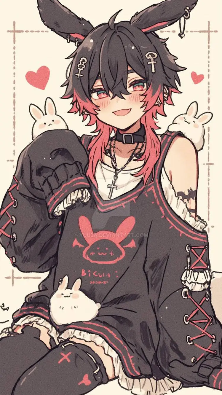 ai character: Bunny femboy  background