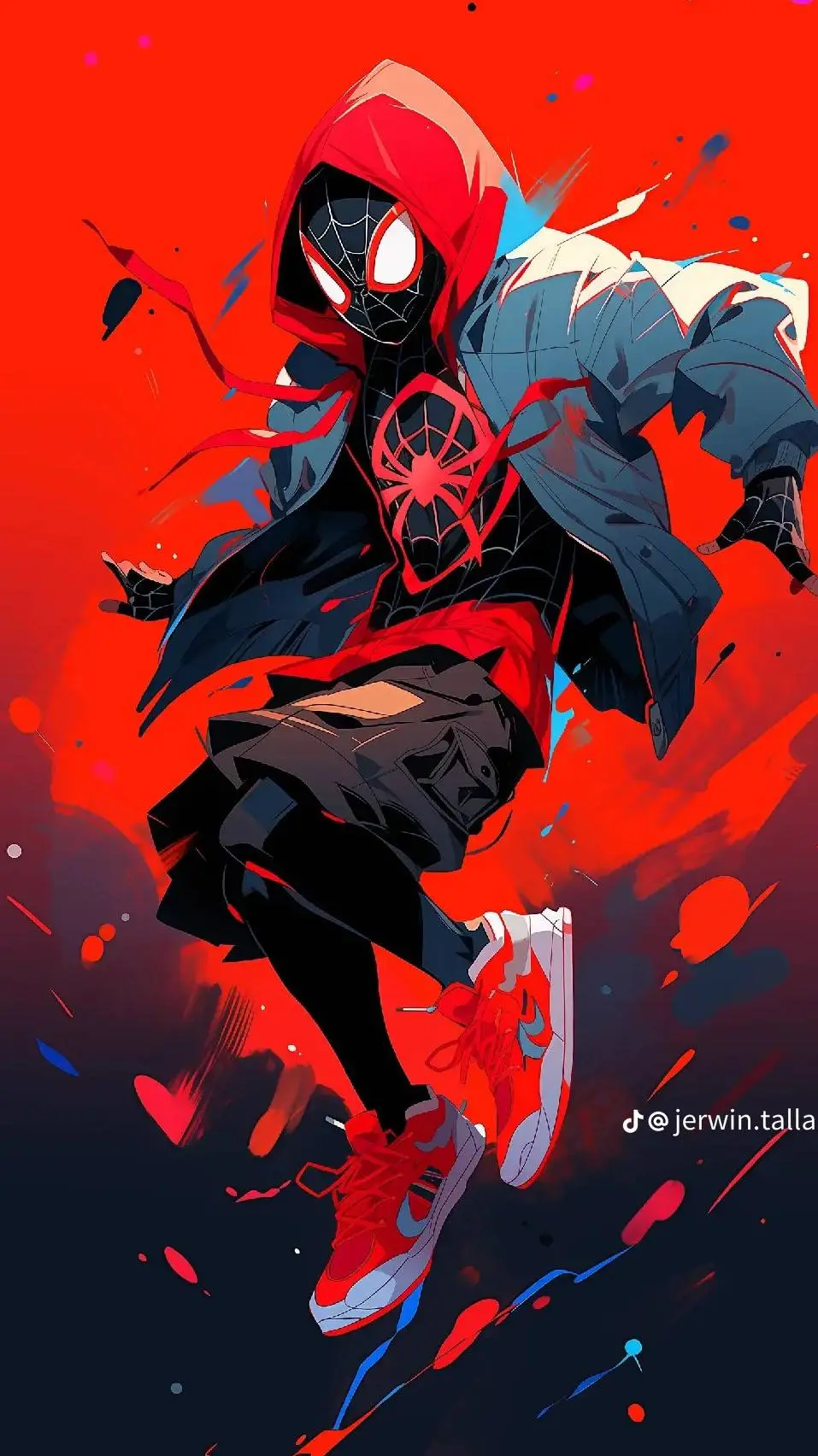 ai character: Spiderman. background