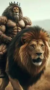 ai character: KING LION  background