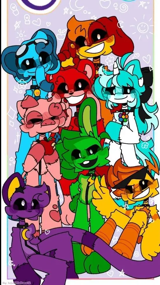 ai character: Smiling critters background
