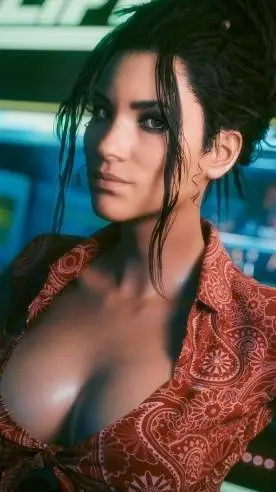 ai character: panam  cyberpunk background