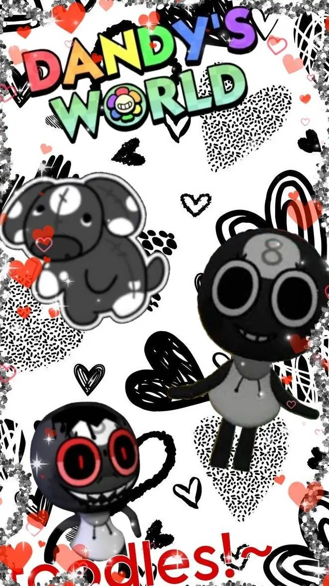 ai character: toodles🖤🤍🤍🤍🤍◻️◻️🔳🔳 background