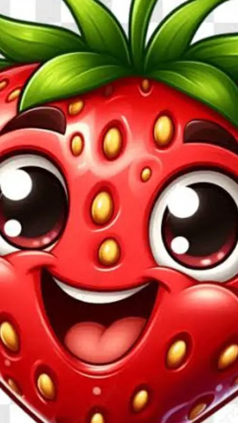 ai character: Morango  fofo 🍓  background