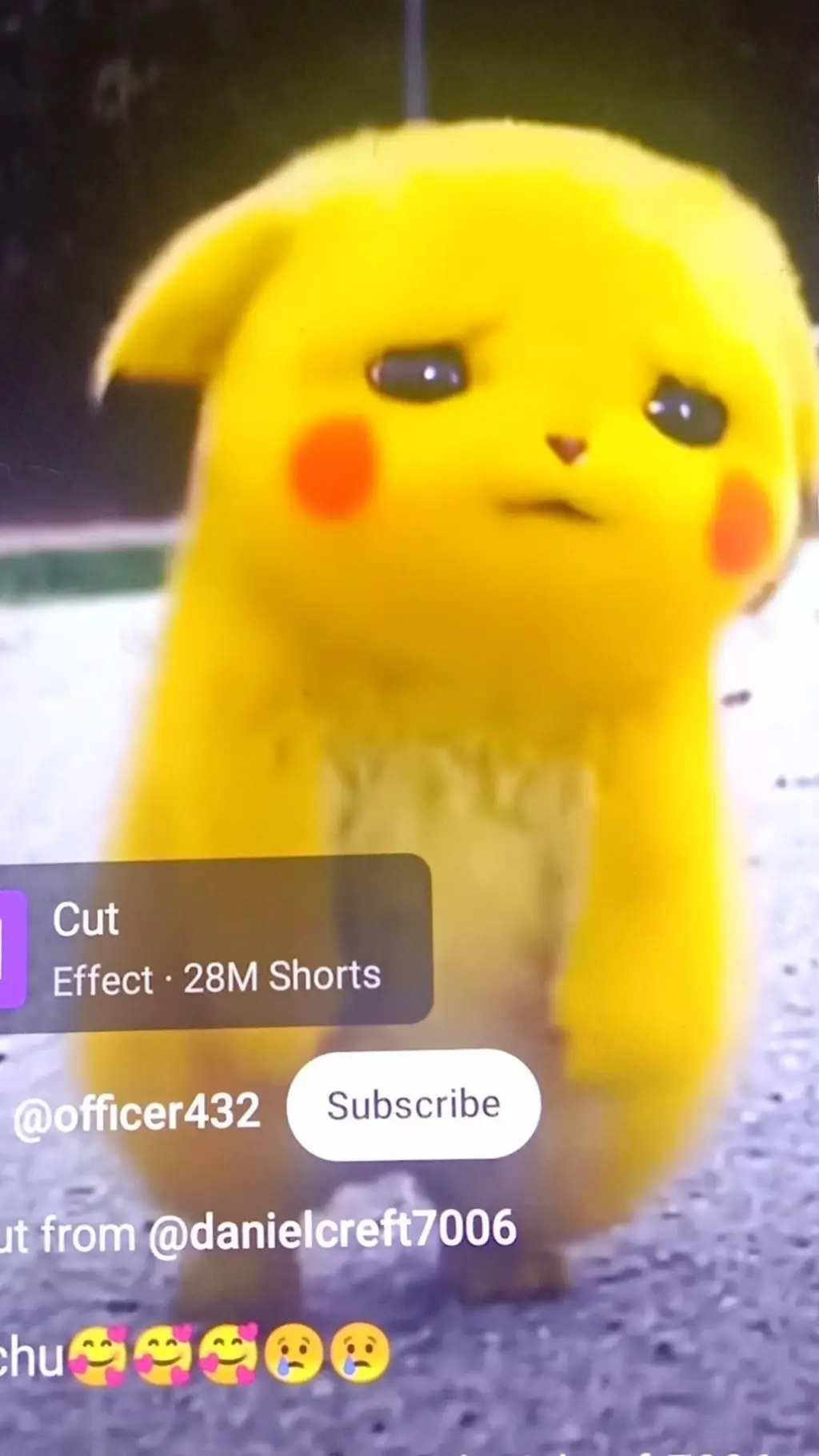 ai character: sad Pikachu background