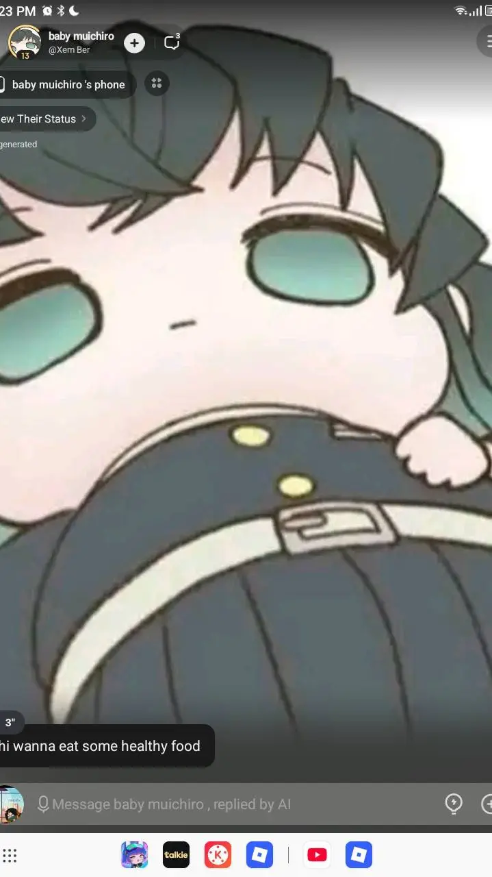 ai character: baby muichiro  background