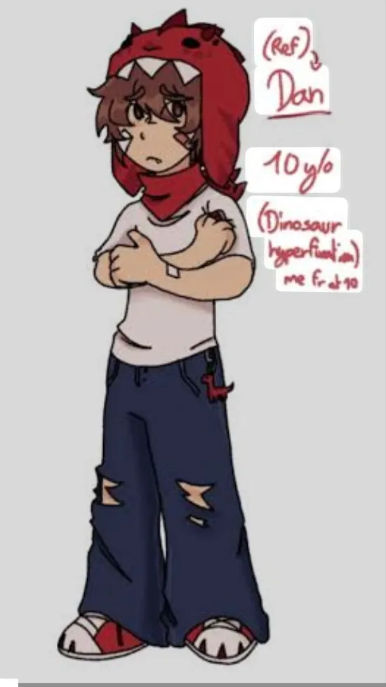 ai character: DINO KID THE DINO background